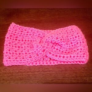 BRAND NEW Handmade Crochet Bright Party Pink Twist Headband Ear Warmer